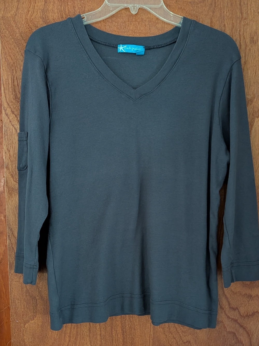 fresh produce grey V-Neck 3/4 Sleeve Tee